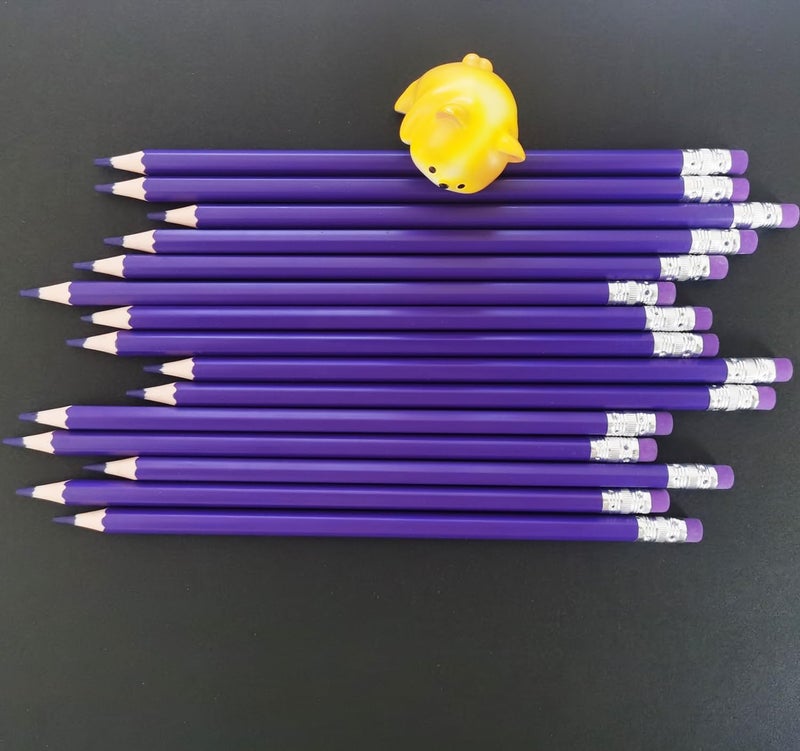 Adhere 25pcs Checking Pencils Erasable colored Pencils Pre-Sharpened #2 HB,for Checking Tests Grading,Map Coloring, editing Office Favors,including a Free sharpener. (Purple) - Image 5